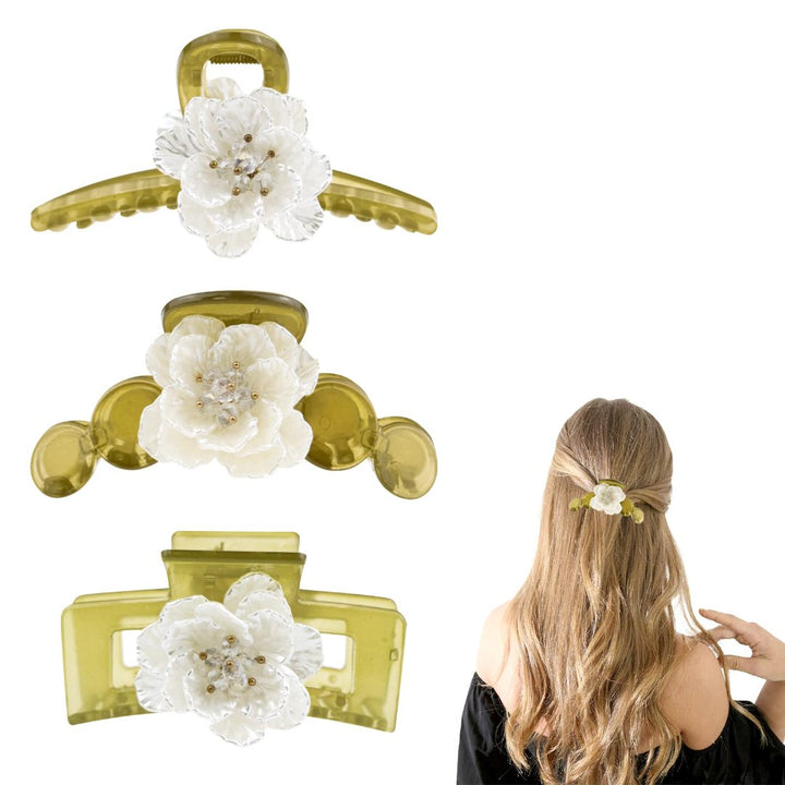Flower Hair Stuff Clips, Hair Claw Clips, Nonslip Hair Accessories for Women Girls - OneBag