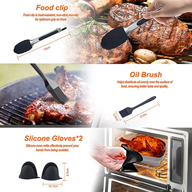 13 Pcs Grey Set Upgraded Silicone Air Fryer Liners, Silicone Air Fryer Accessories for Ninja Dual AF300UK AF400UK AF500UK AF451UK Tower T17088 - OneBag