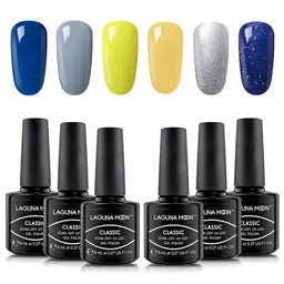 6 Pcs Lagunamoon Gel Nail Polish Sets, UV LED Soak Off Lacquer Kit Varnish Manicure & Pedicure - OneBag