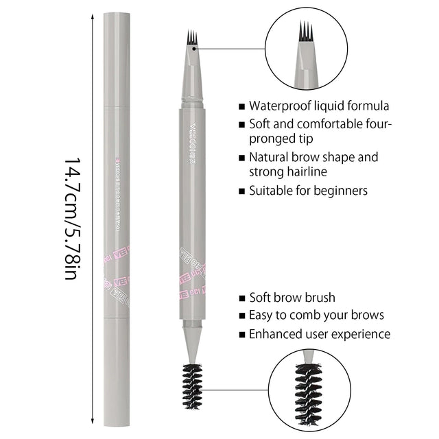 DAWRIS Brown 4 Point Eyebrow Pencil With Brow Brush, Eye Brow Tint Kits Blonde Eyebrow Pencil Liquid Brown Eyebrow Pencil, Waterproof Microblading Eyebrow Pencil Eyebrow Dye - OneBag
