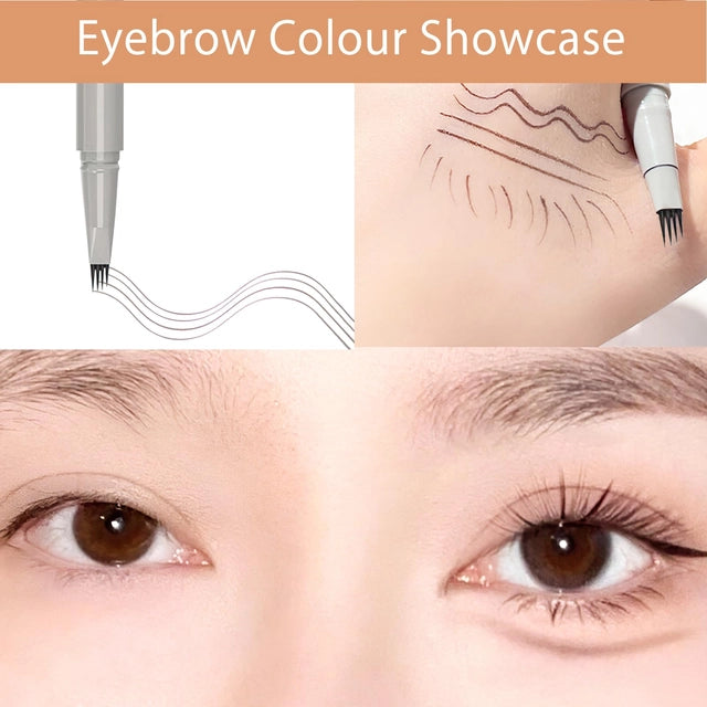 DAWRIS Brown 4 Point Eyebrow Pencil With Brow Brush, Eye Brow Tint Kits Blonde Eyebrow Pencil Liquid Brown Eyebrow Pencil, Waterproof Microblading Eyebrow Pencil Eyebrow Dye - OneBag