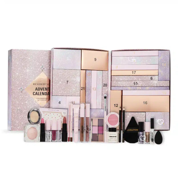 Revolution Advent Calendar, Revolution Make-up Beauty Holiday Gift Set with Lipstick, Blush