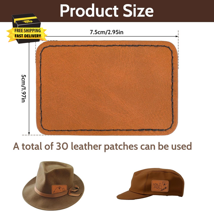 30 Pcs Blank Leatherette Hats Patches with Adhesive Rustic, Leatherette Rectangle Patches Faux, Leather Patches - OneBag
