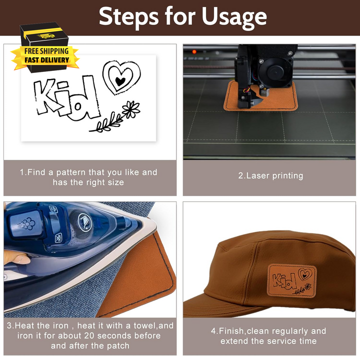30 Pcs Blank Leatherette Hats Patches with Adhesive Rustic, Leatherette Rectangle Patches Faux, Leather Patches - OneBag