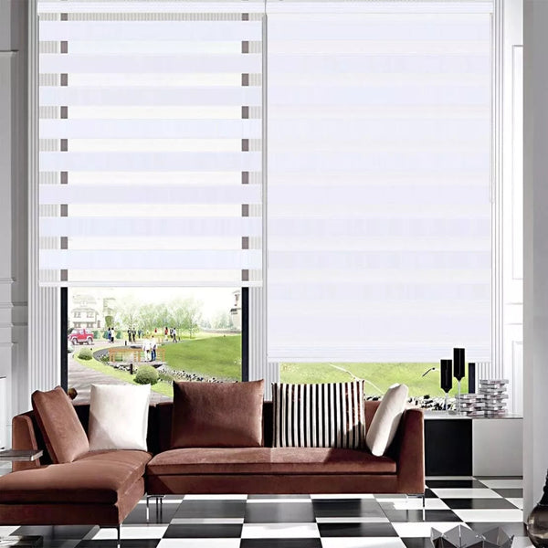 Zebra Roller Blinds Dual Layer Roller Shades Light Filtering Day and Night Blinds, Height 150cm - OneBag