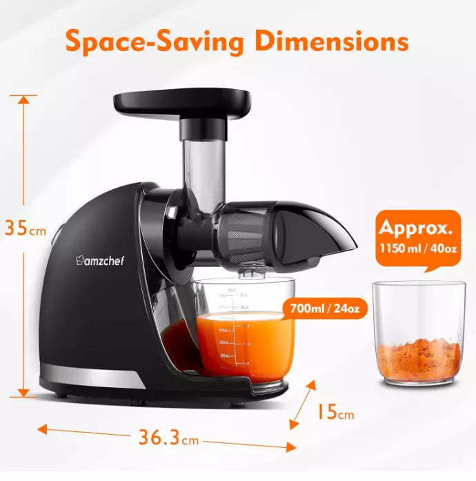 AMZCHEF Black Juicer Machines, Cold Press Slow Juicer, Masticating Juicer whole Fruit and Vegetable- 307 - OneBag