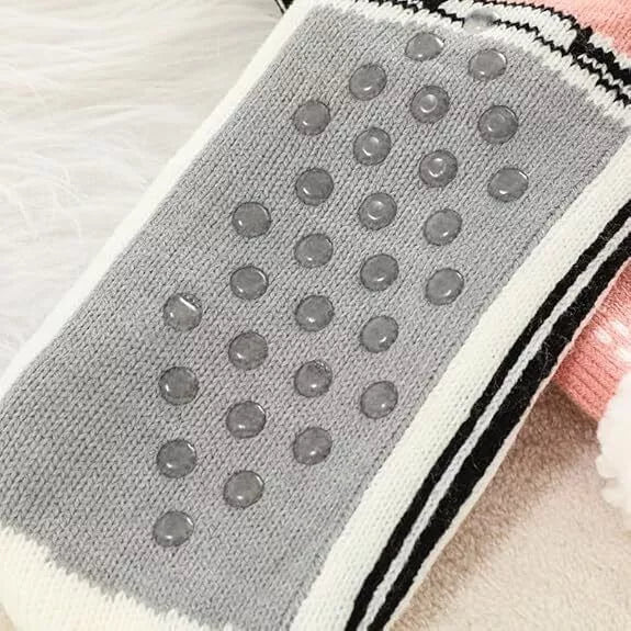 Navy Blue One Size Briskrhythm Socks, Ultra-Thick Cashmere Slipper Home Socks, Fleece Lined Fuzzy Slipper Socks, Non Slip Warm Fuzzy Socks - OneBag
