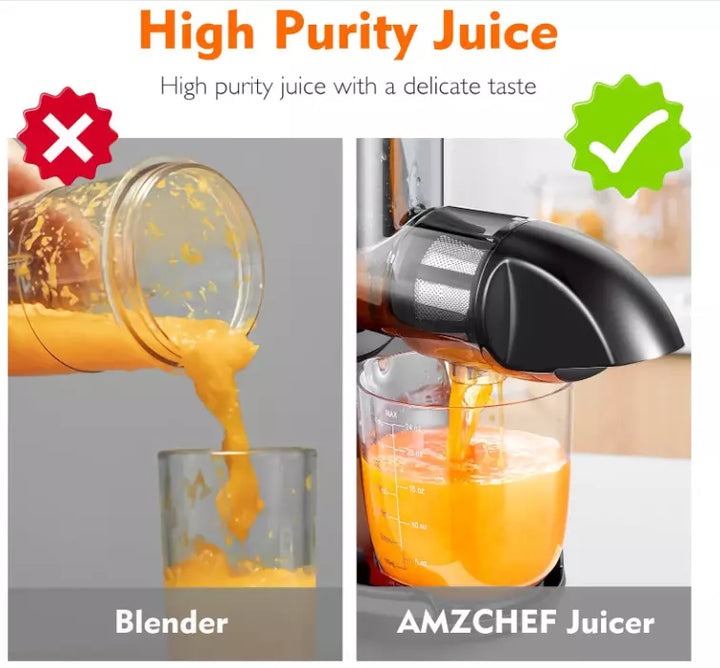 AMZCHEF White Juicer Machines, Cold Press Slow Juicer, Masticating Juicer whole Fruit and Vegetable- 309 - OneBag