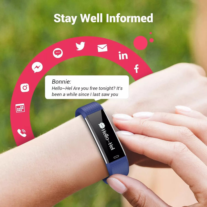 Runlio Fitness Tracker with Sleep Monitor, Activity Tracker with Step and Calories Counter, IP67 Waterproof Fitness Watch with Pedometer Stopwatch for Women Men - OneBag