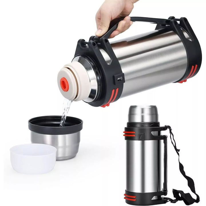 2L Stainless Steel Thermal Vacuum Travel Insulated Bottle Giant Flask for Hot and Cold Drinks - OneBag