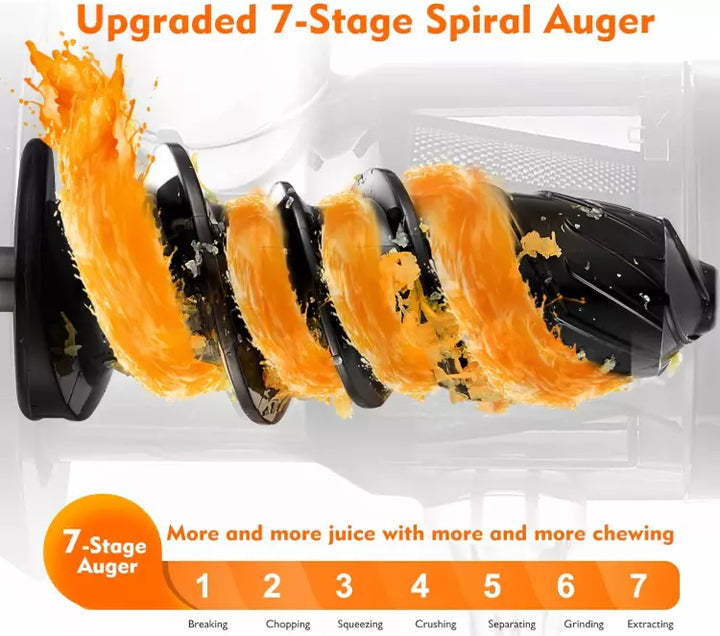 AMZCHEF White Juicer Machines, Cold Press Slow Juicer, Masticating Juicer whole Fruit and Vegetable- 309 - OneBag