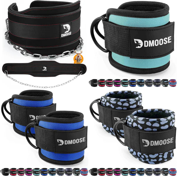 Ankle Straps with Adjustable Neoprene Support for Cable Machine Attachments - OneBag