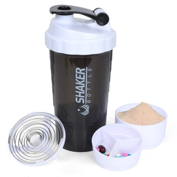 16 Oz white Protein Shaker Bottle, Protein Shaker with Storage and Mix Ball