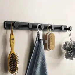 Gerhannery Black Coat Racks for Wall, Coat Hangers Wall Mounted with 6 Rond Hooks, Heavy Duty Coat Hooks Wall Mounted Clothes Hat Hooks - OneBag