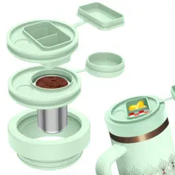 2 Pcs Cup Lid for Stanley Replacement, Stanley Leak Proof Lid with Pill Box + Coffee Funnel, Cup Lid Replacement for 40oz Stanley Quencher Accessories - OneBag